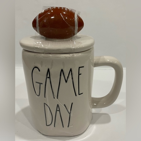 Rae Dunn GAME DAY Football Mug with Football Topper  Cup Magenta NEW - Picture 1 of 3
